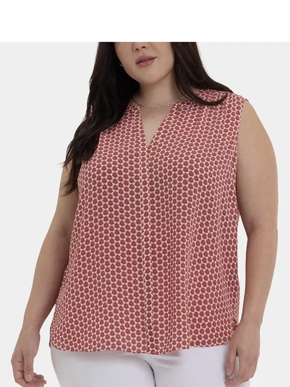 NYDJ Pink Patterned V-Neck Sleeveless Camisole